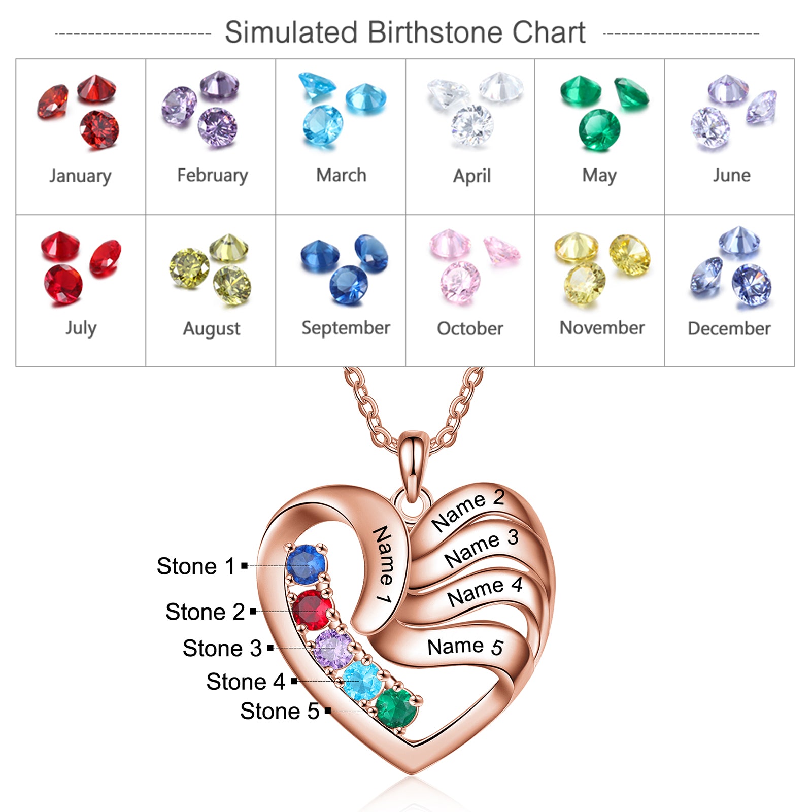 Copper Birthtsone Heart Shape Necklace