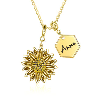 Copper Sunflower Pendant Necklace