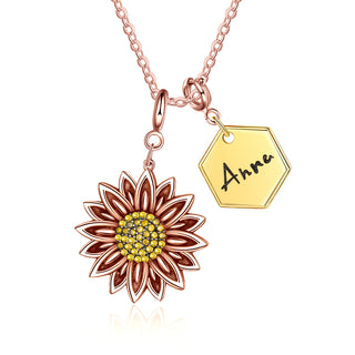 Copper Sunflower Pendant Necklace