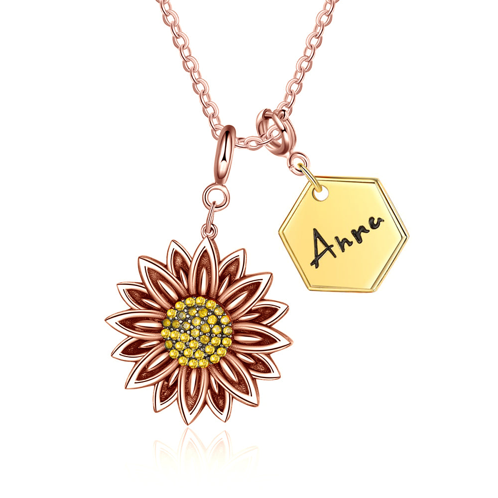 Copper Sunflower Pendant Necklace