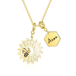 Copper Sunflower Bee Necklace