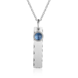 Birthstone & Engraved Stainless Steel Necklace
