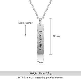 Birthstone & Engraved Stainless Steel Necklace