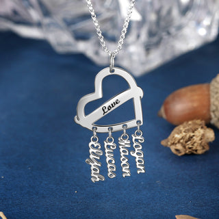Personalized Rhodium Plated Heart Shape Name Necklace
