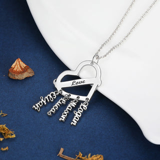 Personalized Rhodium Plated Heart Shape Name Necklace