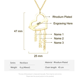 Personalized Rhodium Plated Heart Shape Name Necklace