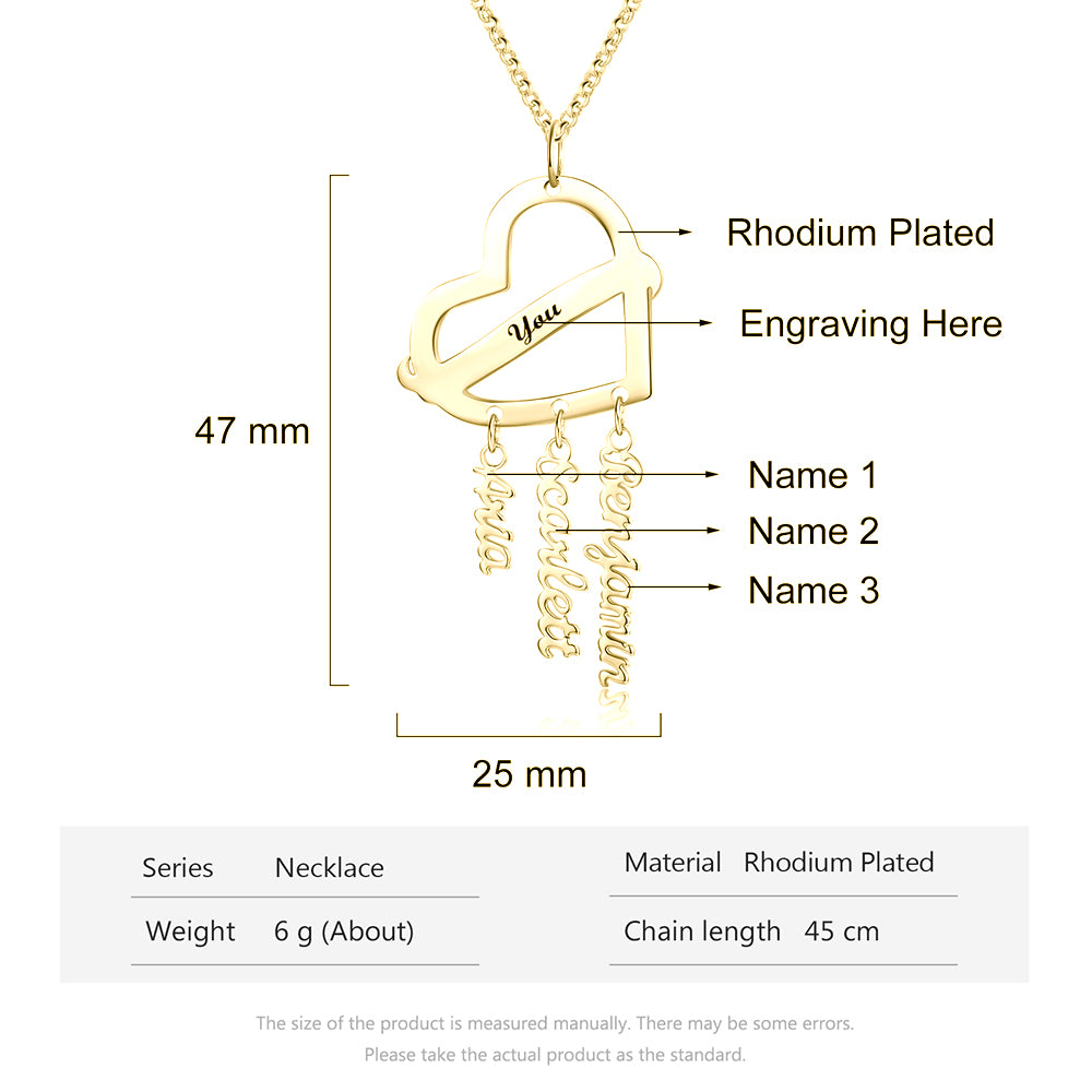 Personalized Rhodium Plated Heart Shape Name Necklace