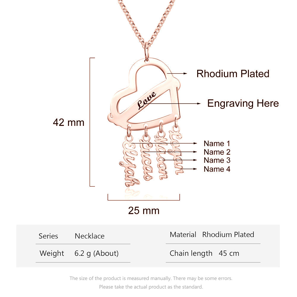 Personalized Rhodium Plated Heart Shape Name Necklace