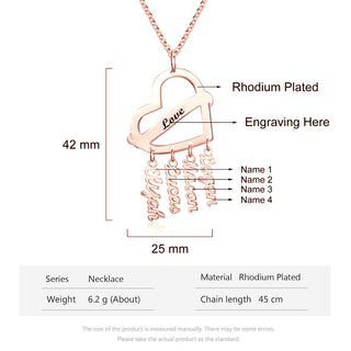 Personalized Rhodium Plated Heart Shape Name Necklace