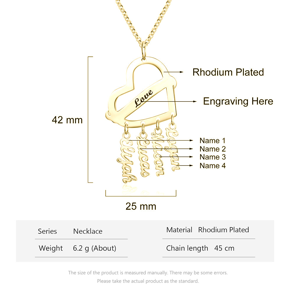 Personalized Rhodium Plated Heart Shape Name Necklace