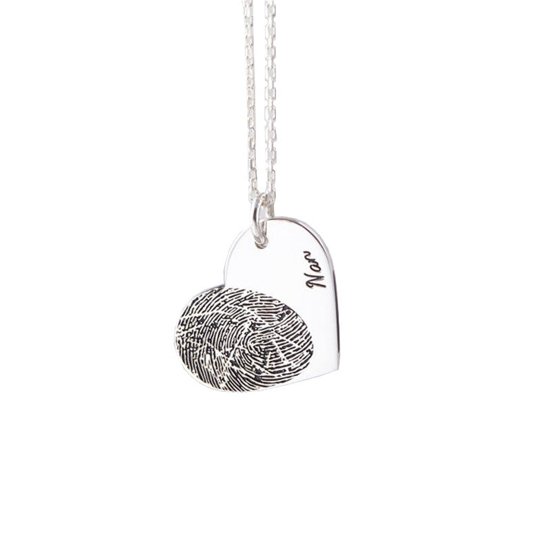 Personalized 25mm Heart-shaped fingerprint necklace