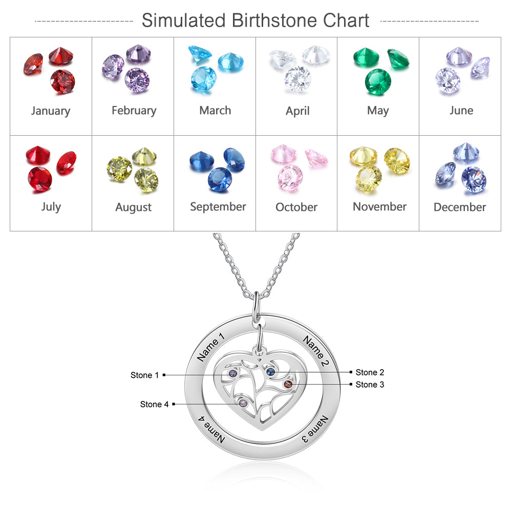 Personalized Stainless Steel Heart Shape Tree Necklace