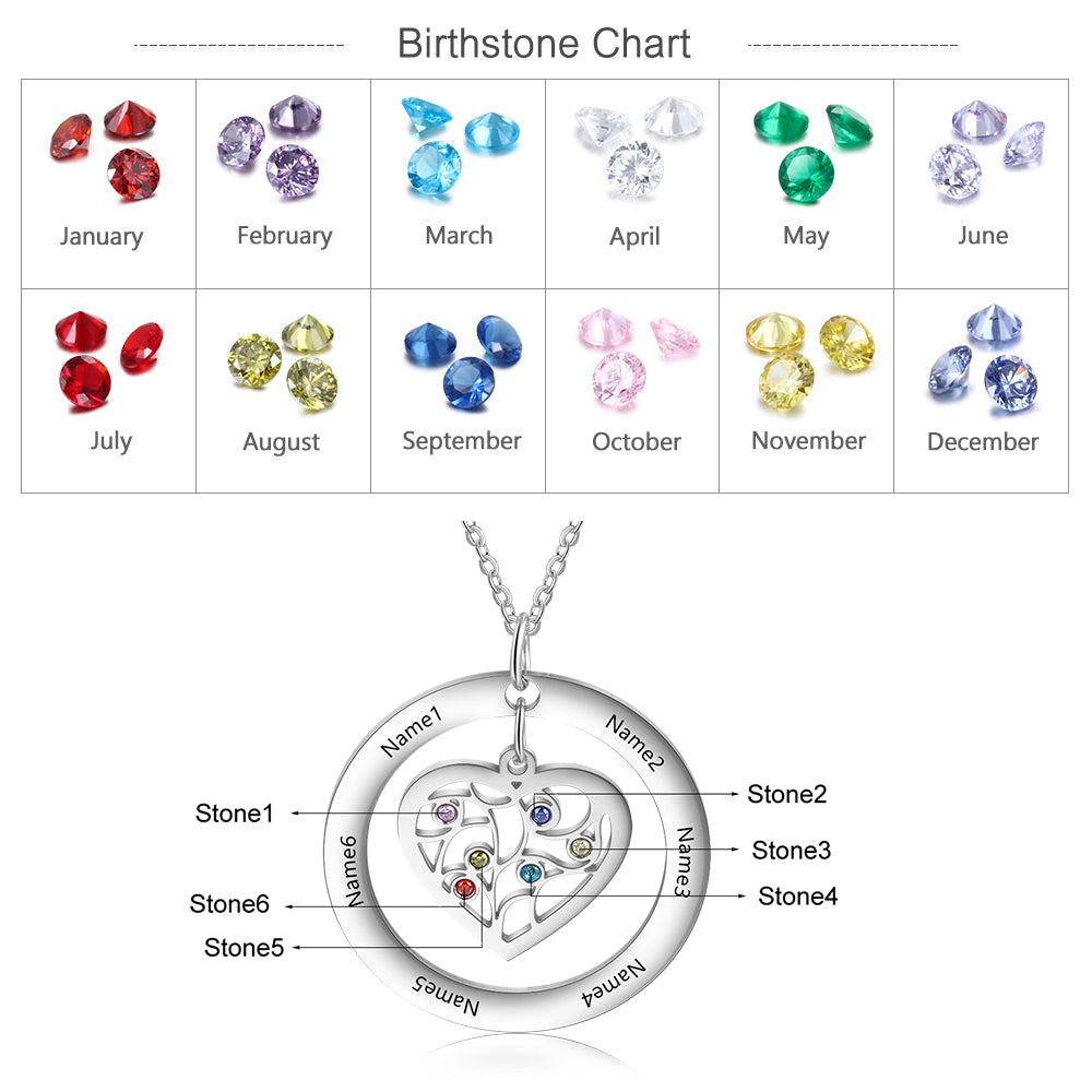 Personalized Stainless Steel Heart Shape Tree Necklace