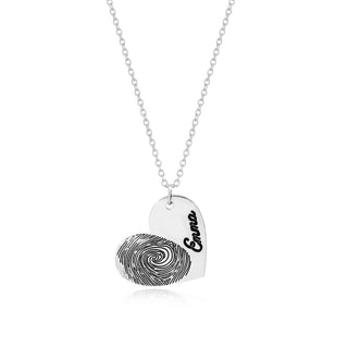 Personalized Fingerprint 18mm Heart Necklace