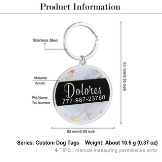Custom Acrylic Marble Pattern Dog Tag