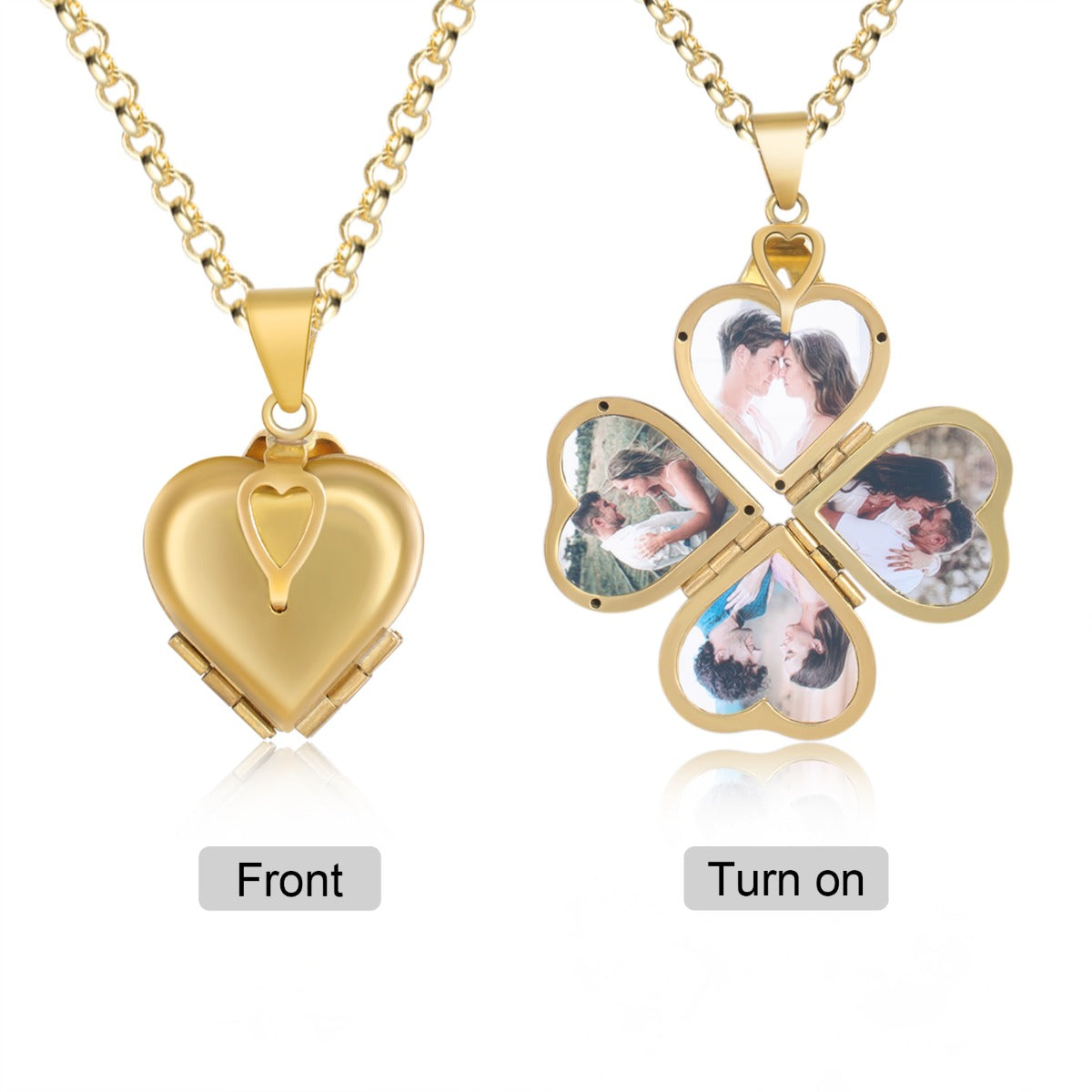 Personalized Rhodium Plated Heart Photo Box Necklace