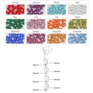 Rhodium Plated Double Heart Baby Feet Necklace