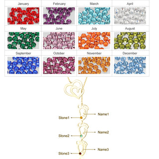 Rhodium Plated Double Heart Baby Feet Necklace