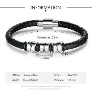 Custom Stainless Steel Leather Bracelet