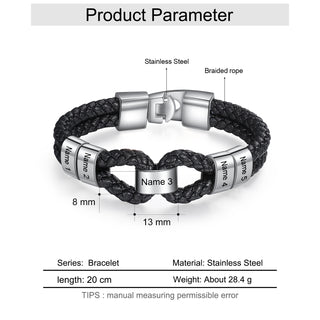 Custom Stainless Steel Leather Bracelet