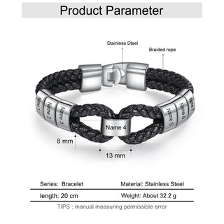 Custom Stainless Steel Leather Bracelet