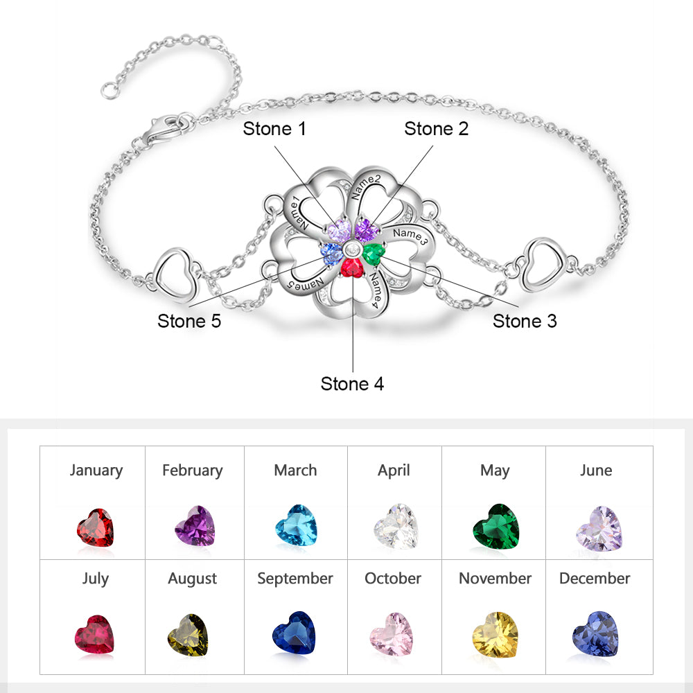 Flower Shape Cubic Zirconia Stainless Steel Bracelet