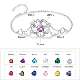 Flower Shape Cubic Zirconia Stainless Steel Bracelet