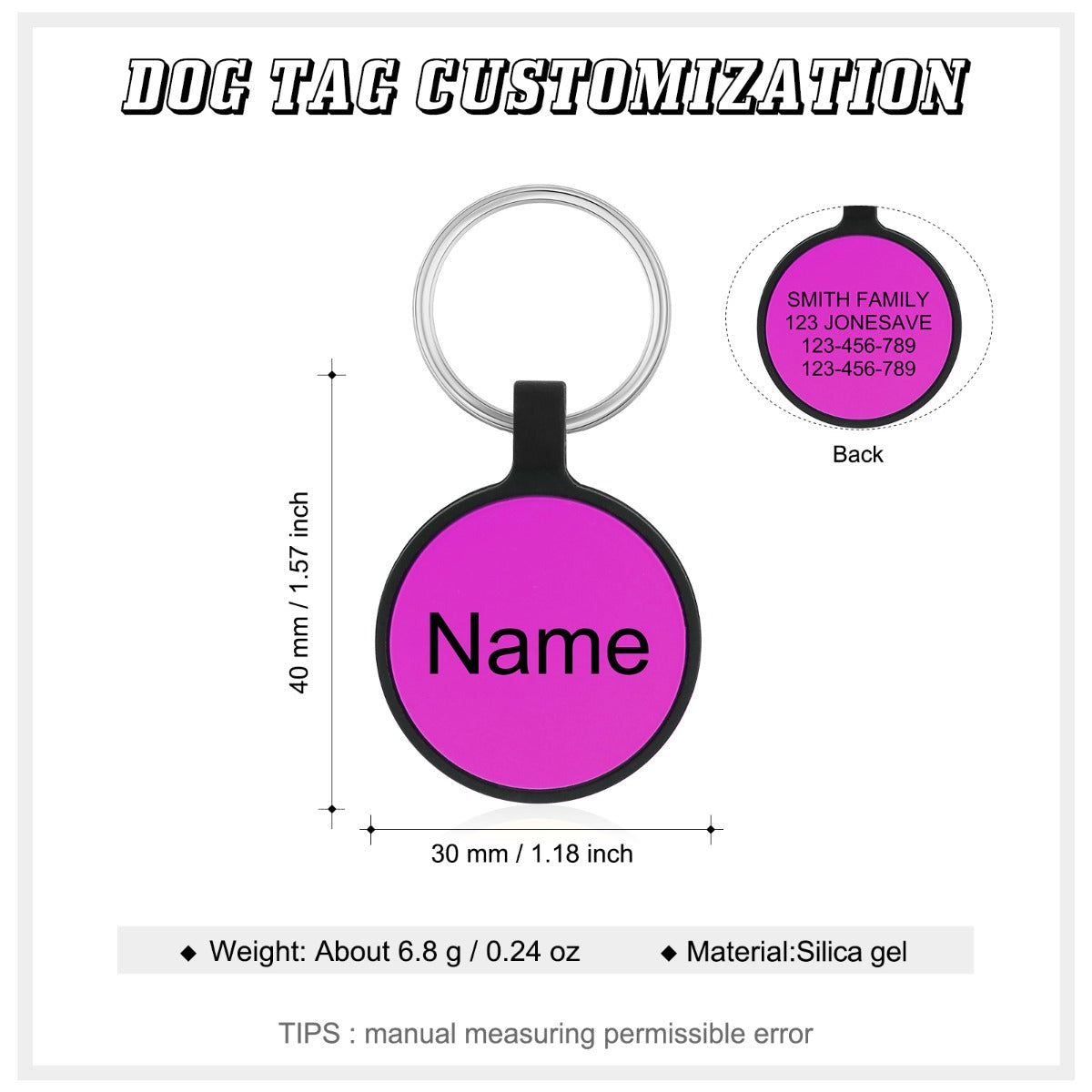 Personalized Silica gel Dog Tag