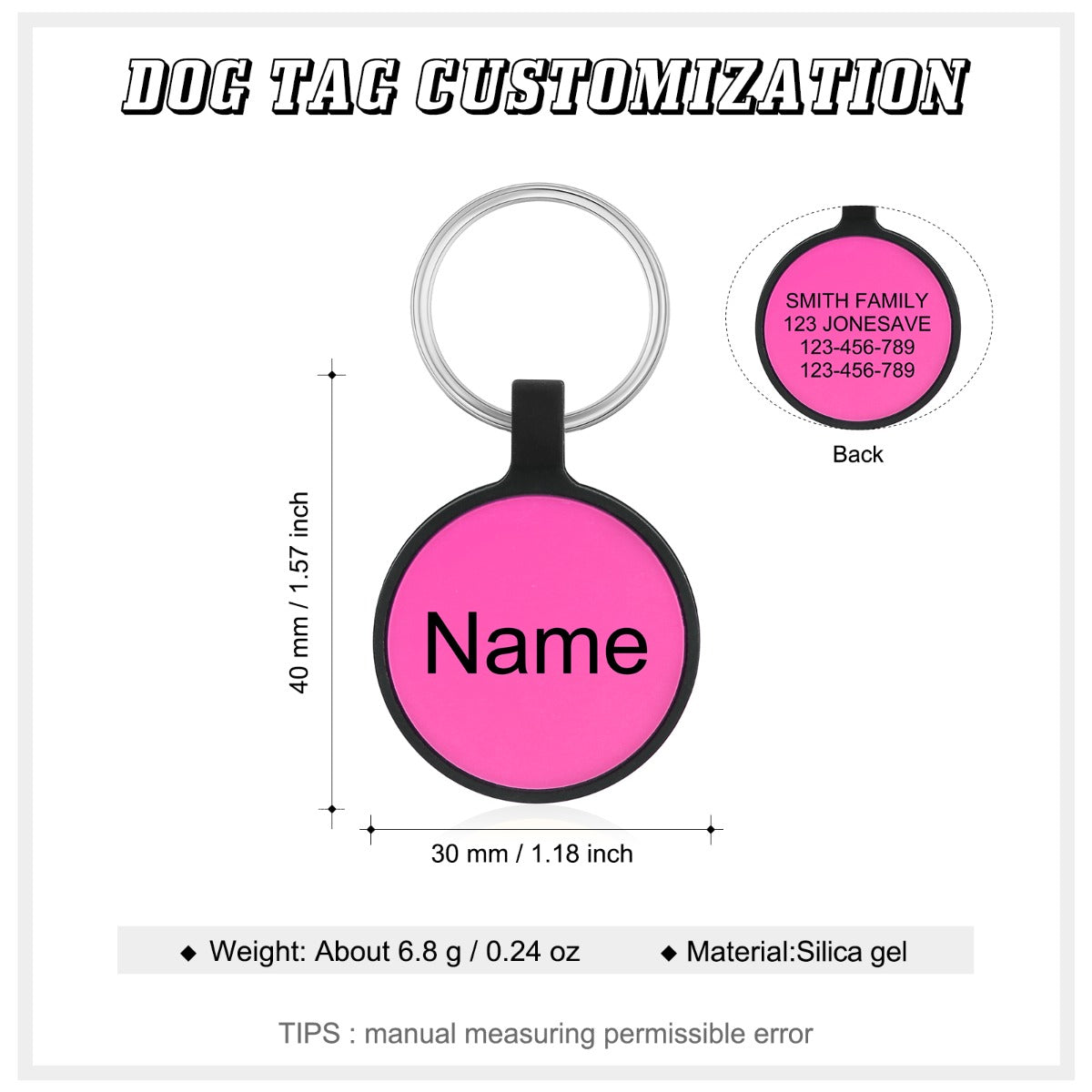 Personalized Silica gel Dog Tag