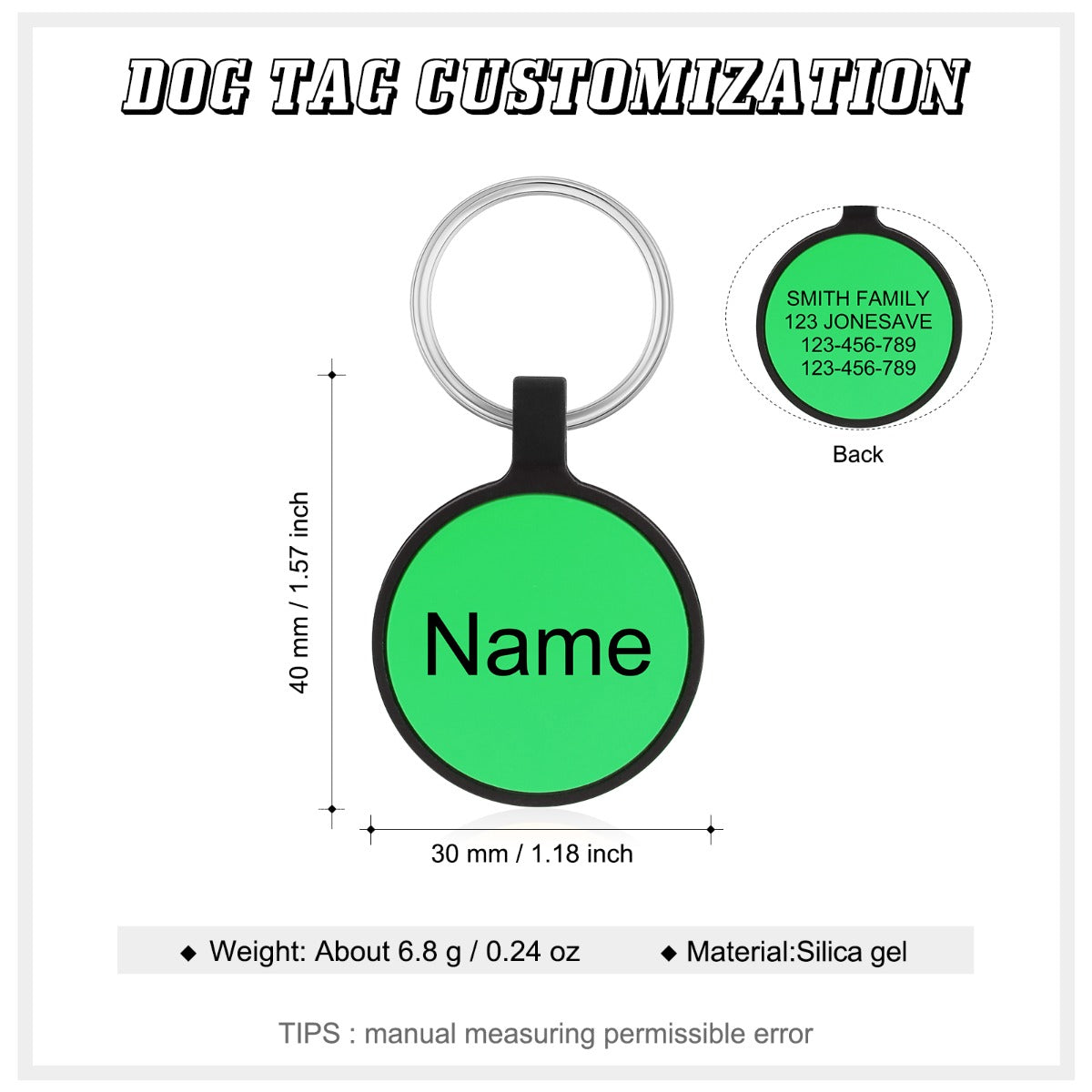 Personalized Silica gel Dog Tag