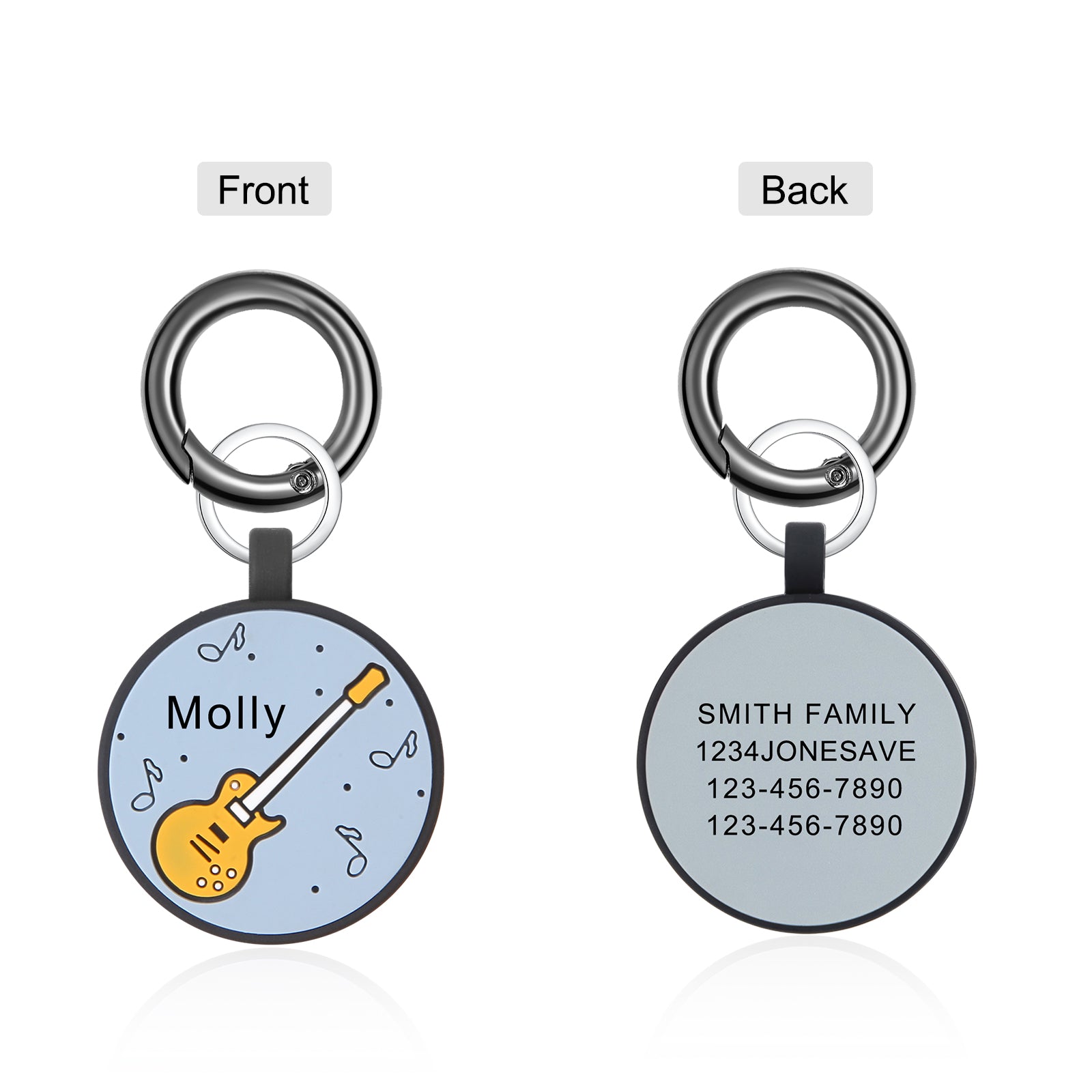 Personalized Silica Gel Guitar Wolf Dog Tag