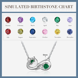 Rhodium Plated Infinity Necklace with Birthflower