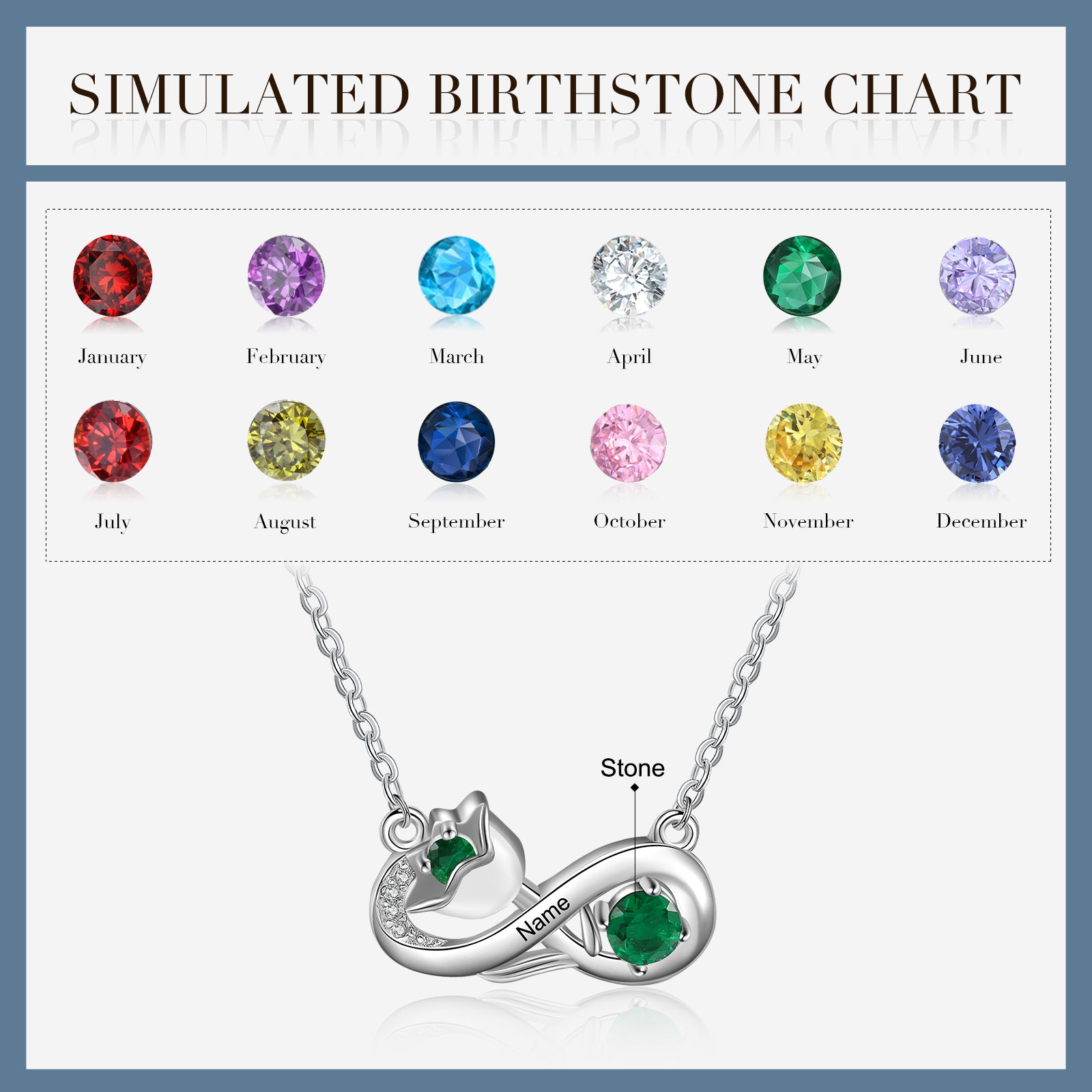 Rhodium Plated Infinity Necklace with Birthflower