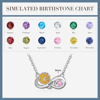 Rhodium Plated Infinity Necklace with Birthflower