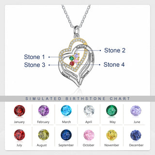 Rhodium Plated Birthstone Heart Necklace