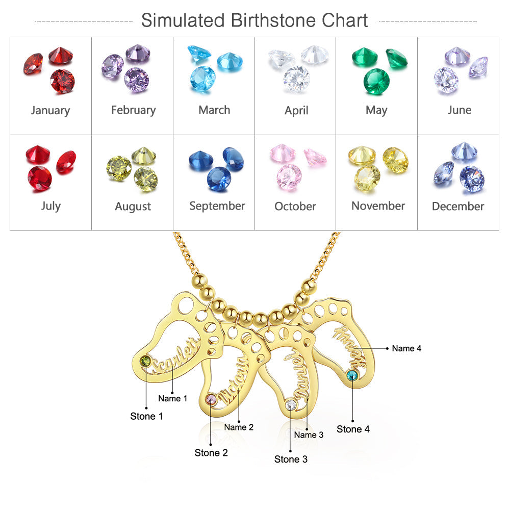 Personalized Rhodium Plated Baby Foot Name Necklace