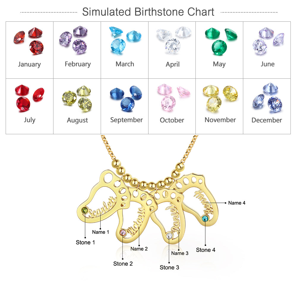 Personalized Rhodium Plated Baby Foot Name Necklace