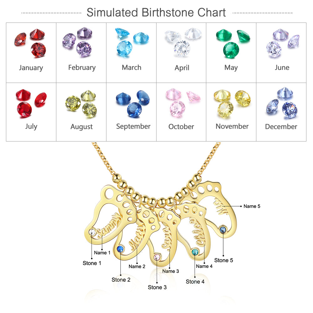 Personalized Rhodium Plated Baby Foot Name Necklace