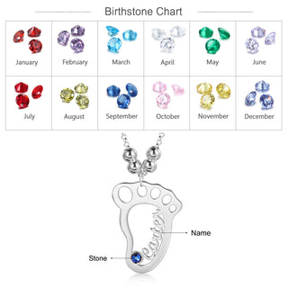 Personalized Rhodium Plated Baby Foot Name Necklace