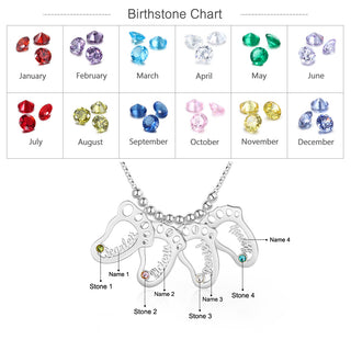 Personalized Rhodium Plated Baby Foot Name Necklace