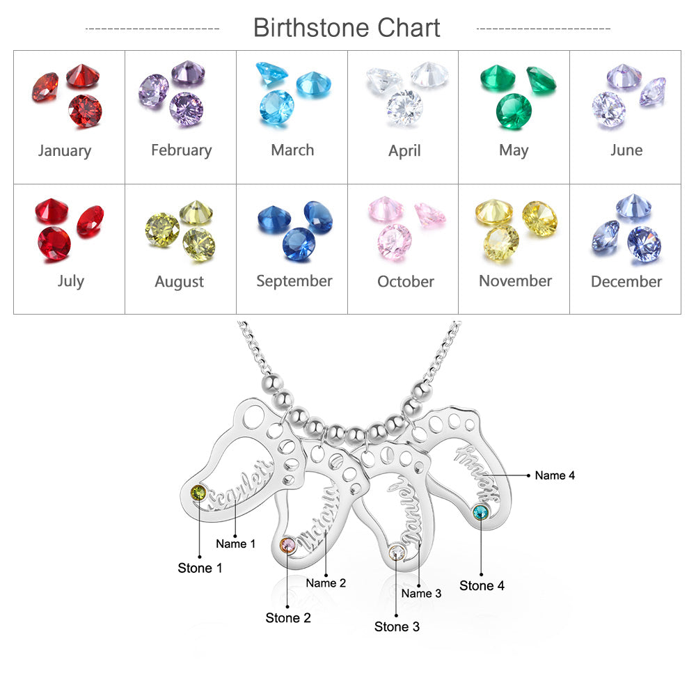 Personalized Rhodium Plated Baby Foot Name Necklace
