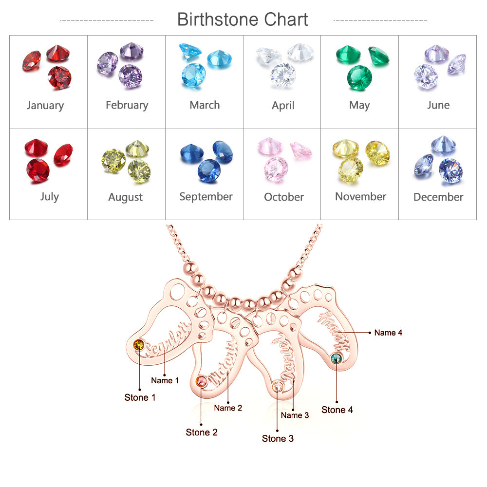 Personalized Rhodium Plated Baby Foot Name Necklace