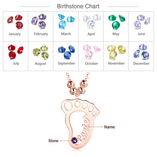 Personalized Rhodium Plated Baby Foot Name Necklace