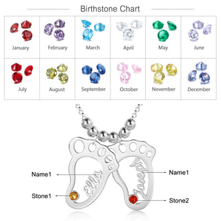 Personalized Rhodium Plated Baby Foot Name Necklace