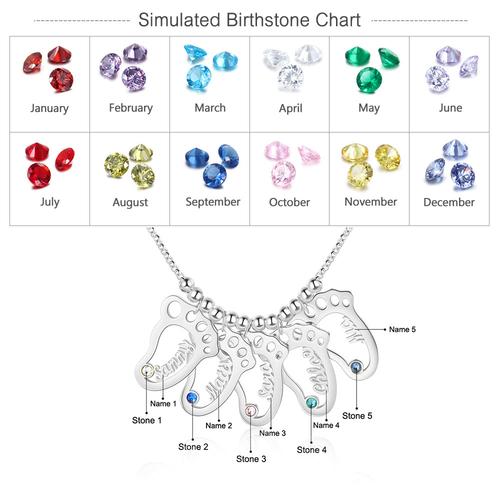 Personalized Rhodium Plated Baby Foot Name Necklace