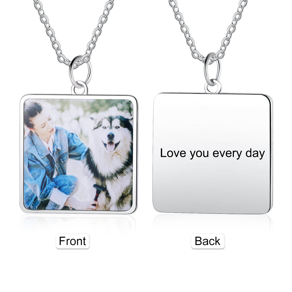 Personalized Rhodium Plated Photo Necklace
