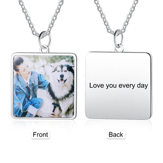 Personalized Rhodium Plated Photo Necklace