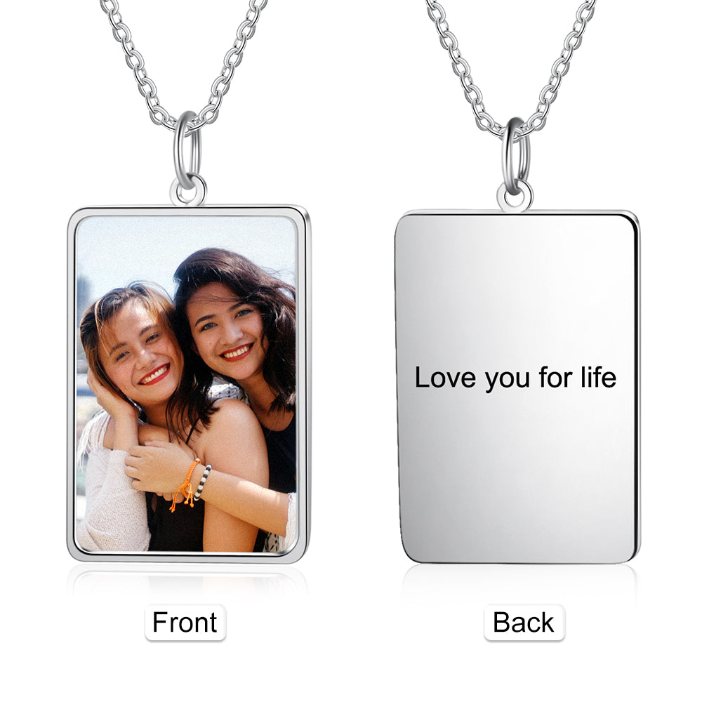 Personalized Rhodium Plated Photo Necklace