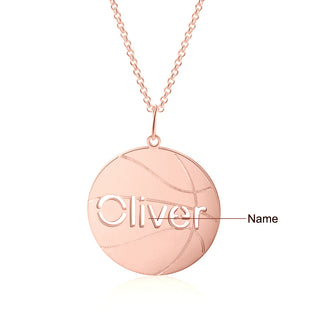Personalized Rhodium Plated Basketball Name Necklace