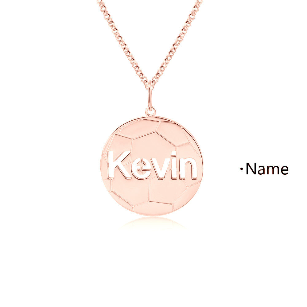 Personalized Rhodium Plated Football Name Necklace